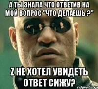 а ты знала что ответив на мой вопрос "что делаешь ?" z не хотел увидеть ответ сижу?