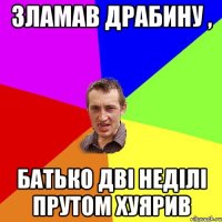 Зламав драбину , батько дві неділі прутом хуярив