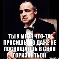 ты у меня что-то просишь, но даже не посвящаешь в свои горизонты)))