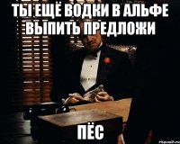 ты ещё водки в альфе выпить предложи пёс