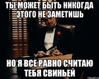 ты может быть никогда этого не заметишь но я все равно считаю тебя свиньей