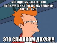 Мне одному кажется что 5млн.рублей на постройку ледяных горок в Чите ЭТО СЛИШКОМ ДОХУЯ!!!