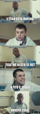 У тебя есть парень да Тебе-же всего 12 лет и что с этого Нихера себе!