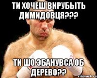 ти хочеш вирубыть Димидовця??? ти шо эбанувса об дерево??