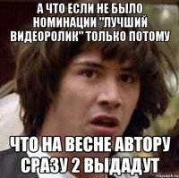 а что если не было номинации "лучший видеоролик" только потому что на весне автору сразу 2 выдадут