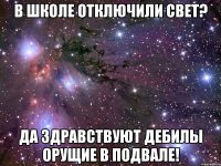 в школе отключили свет? да здравствуют дебилы орущие в подвале!