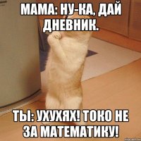 Мама: Ну-ка, дай дневник. Ты: Ухухях! Токо не за математику!