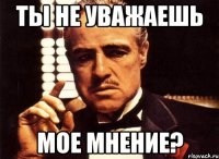 ты не уважаешь мое мнение?