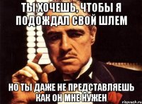 Ты хочешь, чтобы я подождал свой шлем но ты даже не представляешь как он мне нужен