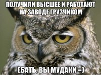 Получили высшее и работают на заводе грузчиком ебать, Вы мудаки =)