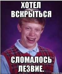 хотел вскрыться сломалось лезвие.