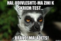 Hai, udivleshte-ma zini k skriem test... - Bravo! Maladets!