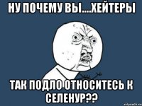 ну почему вы....хейтеры так подло относитесь к селенур??