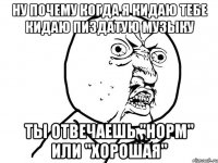 Ну почему когда я кидаю тебе кидаю пиздатую музыку ты отвечаешь "норм" или "хорошая"