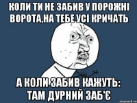 Коли ти не забив у порожні ворота,на тебе усі кричать а коли забив кажуть: там дурний заб'є