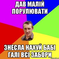 дав малій порулювати знесла нахуй бабі галі всі забори