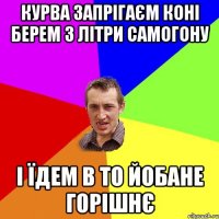 курва запрігаєм коні берем 3 літри самогону і їдем в то йобане горішнє