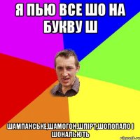 я пью все шо на букву ш шампанське,шамогон,шпiрт,шопопало i шональють