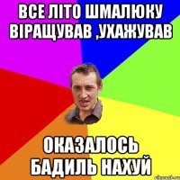 все літо шмалюку віращував ,ухажував оказалось бадиль нахуй