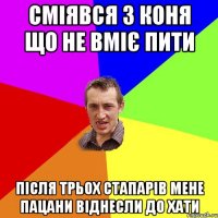 сміявся з коня що не вміє пити після трьох стапарів мене пацани віднесли до хати