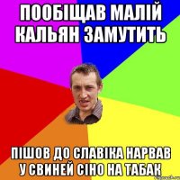 пообіщав малій кальян замутить пішов до славіка нарвав у свиней сіно на табак