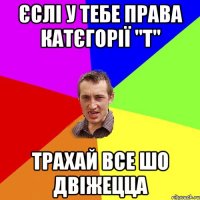 єслі у тебе права катєгорії "т" трахай все шо двіжецца