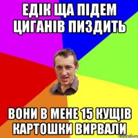 едік ща підем циганів пиздить вони в мене 15 кущів картошки вирвали