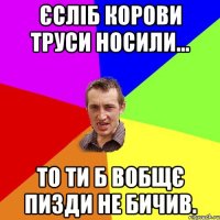 єсліб корови труси носили... то ти б вобщє пизди не бичив.