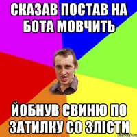 сказав постав на бота мовчить йобнув свиню по затилку со злісти