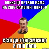 Олька це не твоя мама на сілє самогон гонить? Єслі да то возможно я твій папа