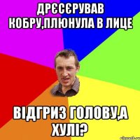 Дрєсєрував кобру,плюнула в лице відгриз голову,а хулі?