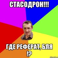 Стасодрон!!! Где реферат, бля !?