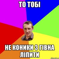 ТО ТОБІ НЕ КОНИКИ З ГІВНА ЛІПИТИ