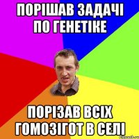 Порішав задачі по генетіке порізав всіх гомозігот в селі