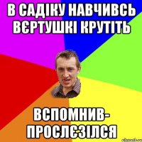 В садіку навчивсь вєртушкі крутіть Вспомнив- прослєзілся