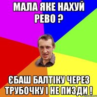 Мала яке нахуй Рево ? Єбаш балтіку через трубочку і не пизди !