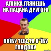 АЛІНКА,ГЛЯНЕШЬ НА ПАЦАНА ДРУГОГА ВИЇБУ ТЕБЕ,ТА В"ЇБУ ГАНДОНУ