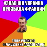 Узнав шо украина проэбала франции Тепер училку по французький падлой кличу