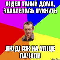 СІДЕЛ ТАКИЙ ДОМА, ЗАХАТЕЛАСЬ ПУКНУТЬ ЛЮДІ АЖ НА УЛІЦЕ ПАЧУЛИ