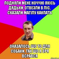 подняли мене ноччю якісь дядьки, отвезли в ліс, сказали магілу какпать оказалось шо то для собаки, так шо я зря всрався