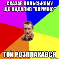 Сказав Вольському що видалив "ВОРМІКС" Той розплакався