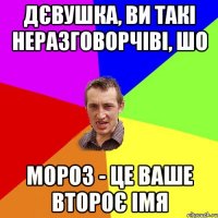 Дєвушка, ви такі неразговорчіві, шо Мороз - це ваше второє імя