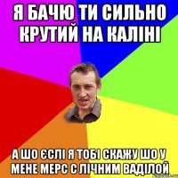 я бачю ти сильно крутий на каліні а шо єслі я тобі скажу шо у мене мерс с лічним ваділой