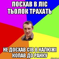 поєхав в ліс тьолок трахать не доєхав сів в калюжі копав до ранку