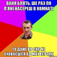 ваня блять, ше раз по п'яні насереш в комнаті то даже во снє не сховаєшся од мої вєртухі