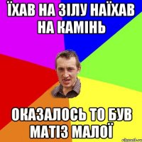 їхав на зілу наїхав на камінь оказалось то був матіз малої