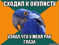 Сходил к окулисту Узнал,что у меня РАК ГЛАЗА