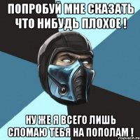 попробуй мне сказать что нибудь плохое ! ну же я всего лишь сломаю тебя на пополам !