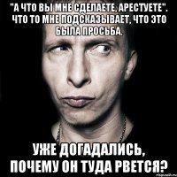 "а что вы мне сделаете, арестуете". что то мне подсказывает, что это была просьба. уже догадались, почему он туда рвется?