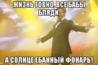 Жизнь говно, все бабы бляди, а солнце ебанный фонарь!